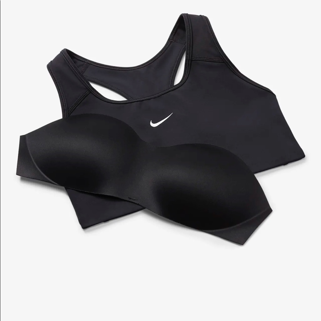 Nike Dri-Fit Swoosh Black Sports Bra - Size Medium